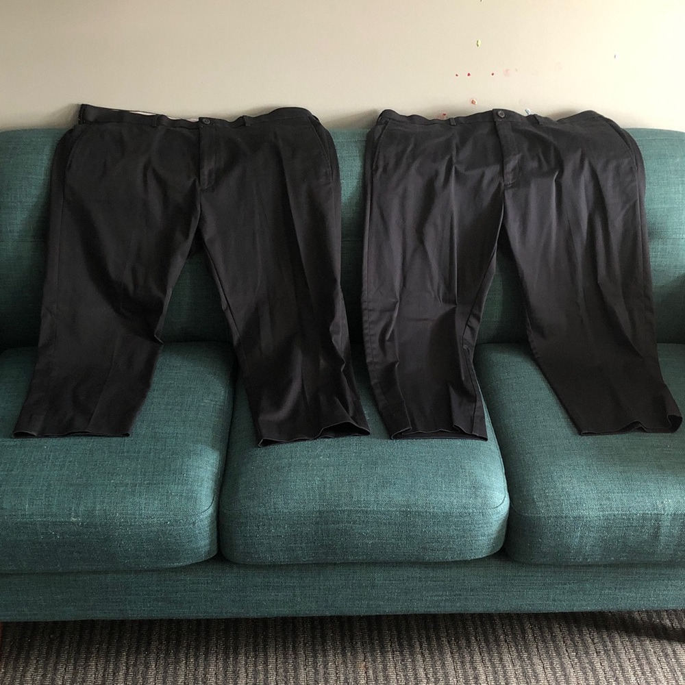 🚚 Haggar Two Black Straight Fit Dress Pants 40x22”